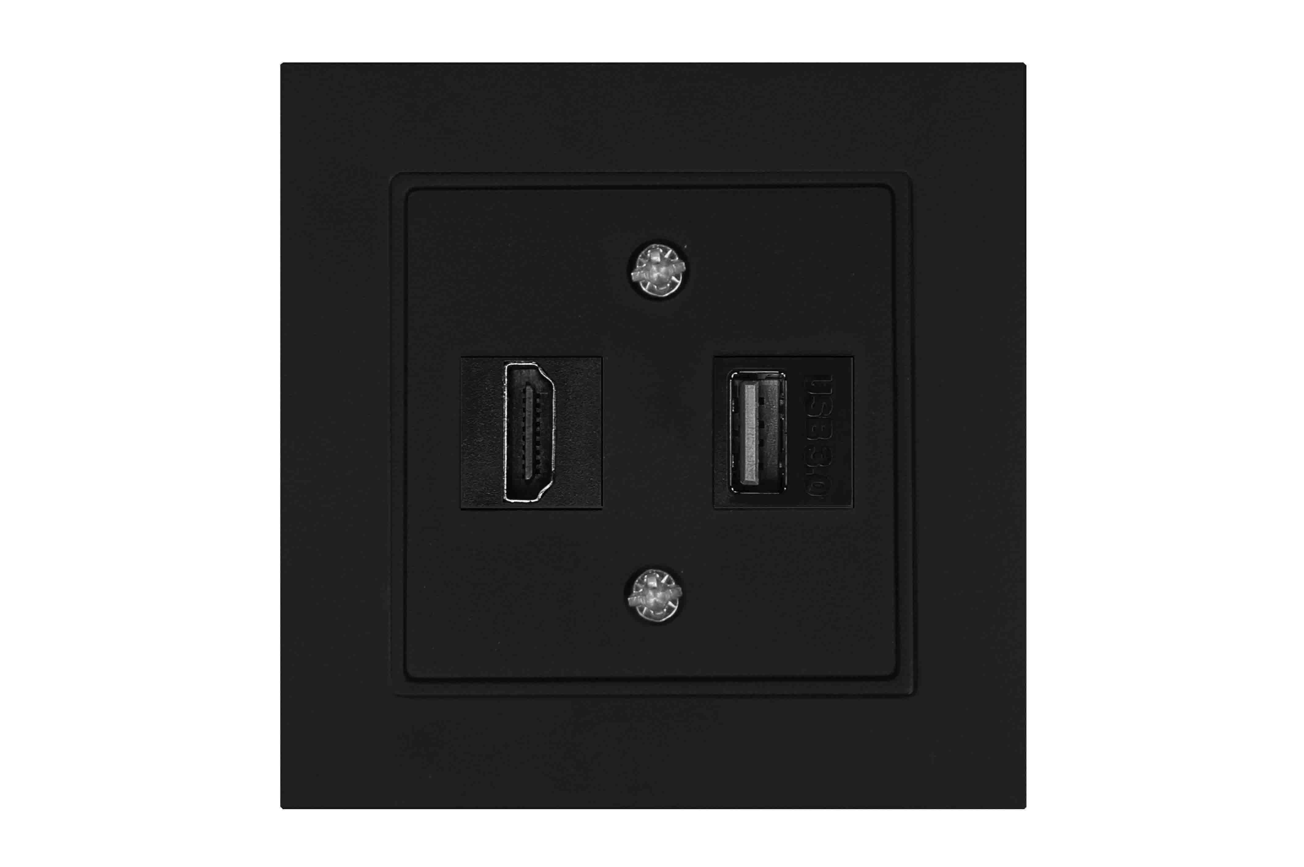 Duomenų perdavimo lizdas, tiesus dangtelis, be rėmelio. HDMI+USB-002-01.SWM