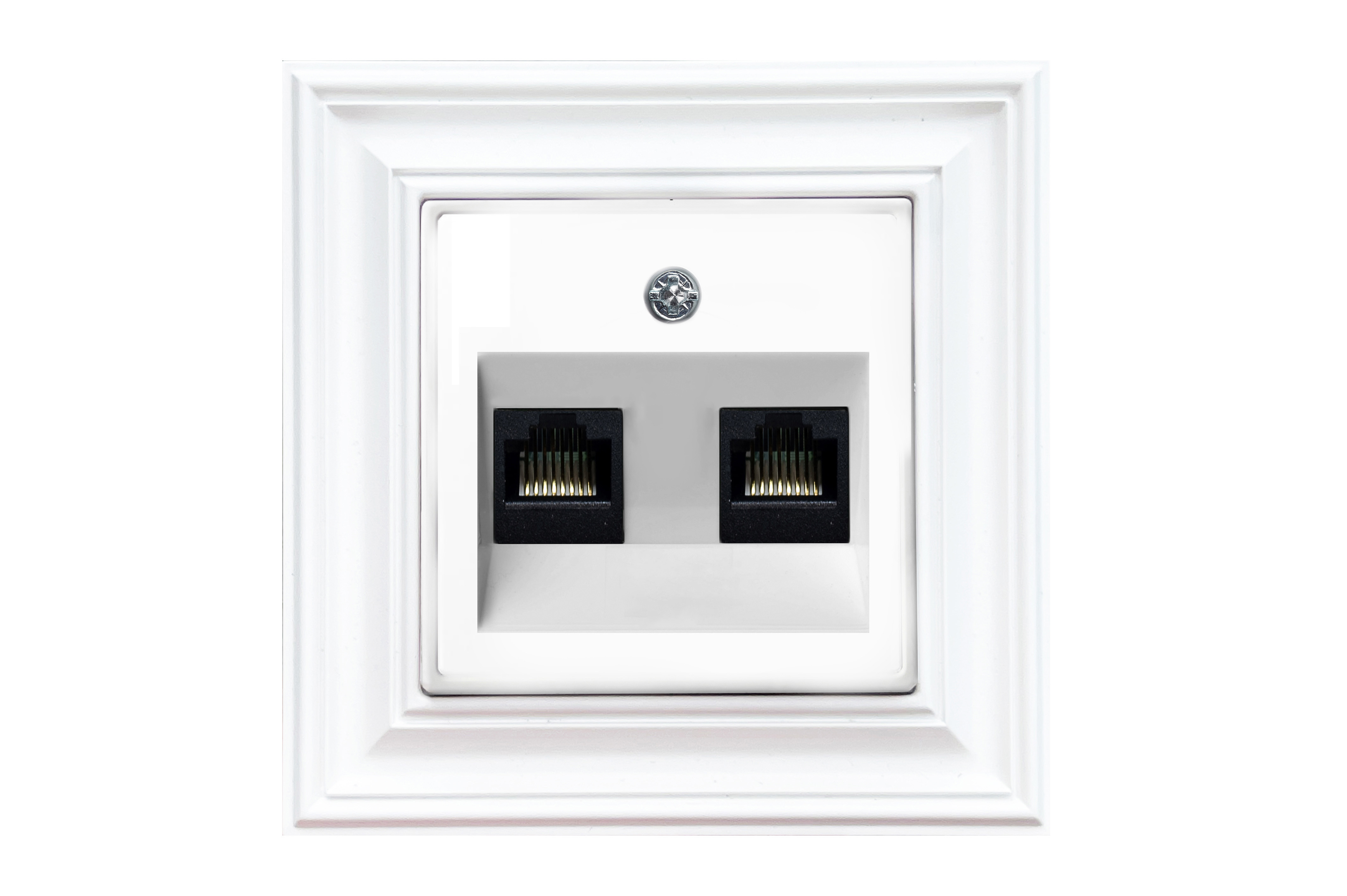 Kompiuterio lizdas, 2x RJ45. Cat 6A, be rėmelio. IKL-002-01.R/WWM