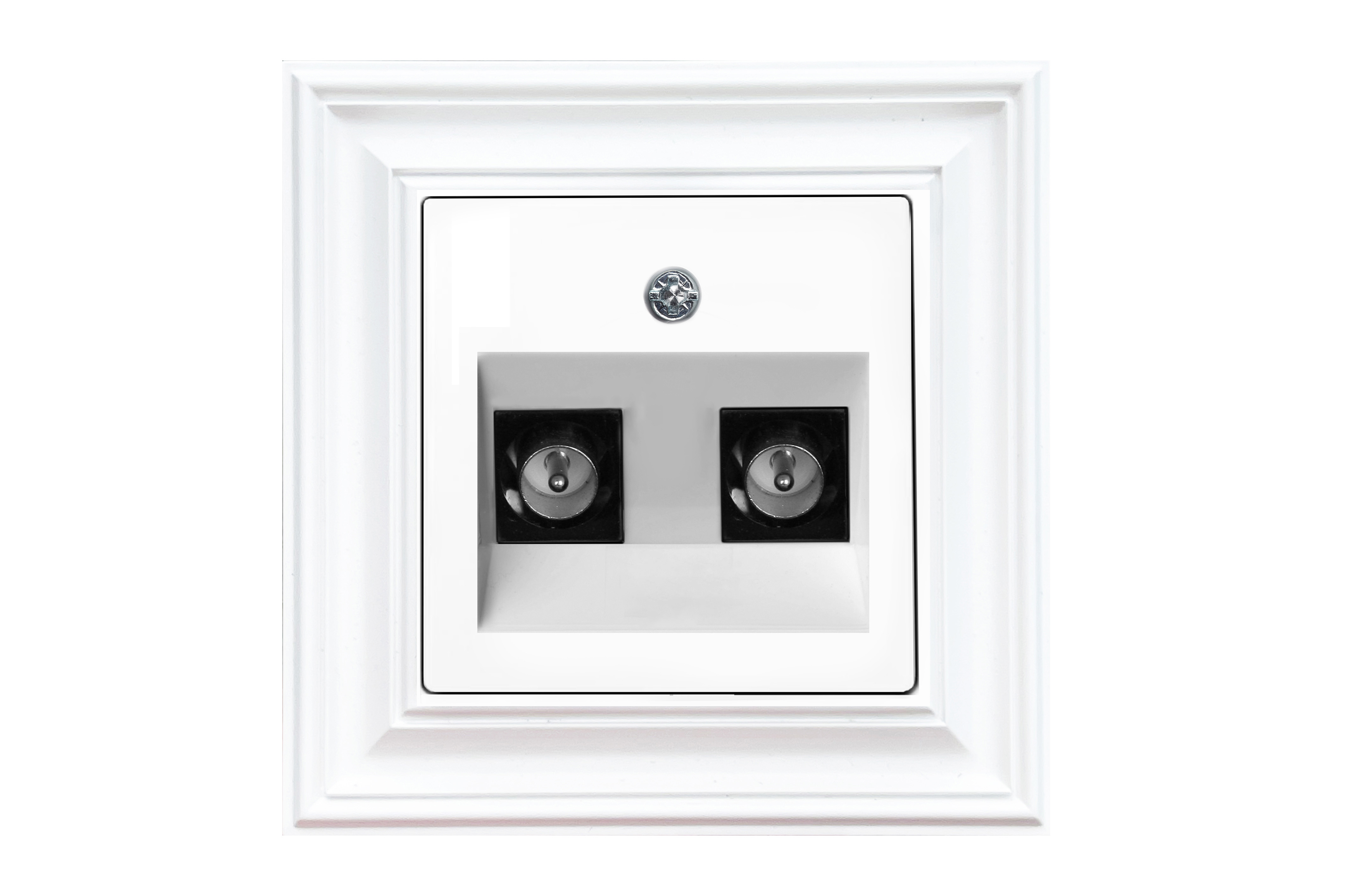 TV antenos lizdas su 2x "F type" jungtimis, be rėmelio.  ITVL-2-01.R/WWM