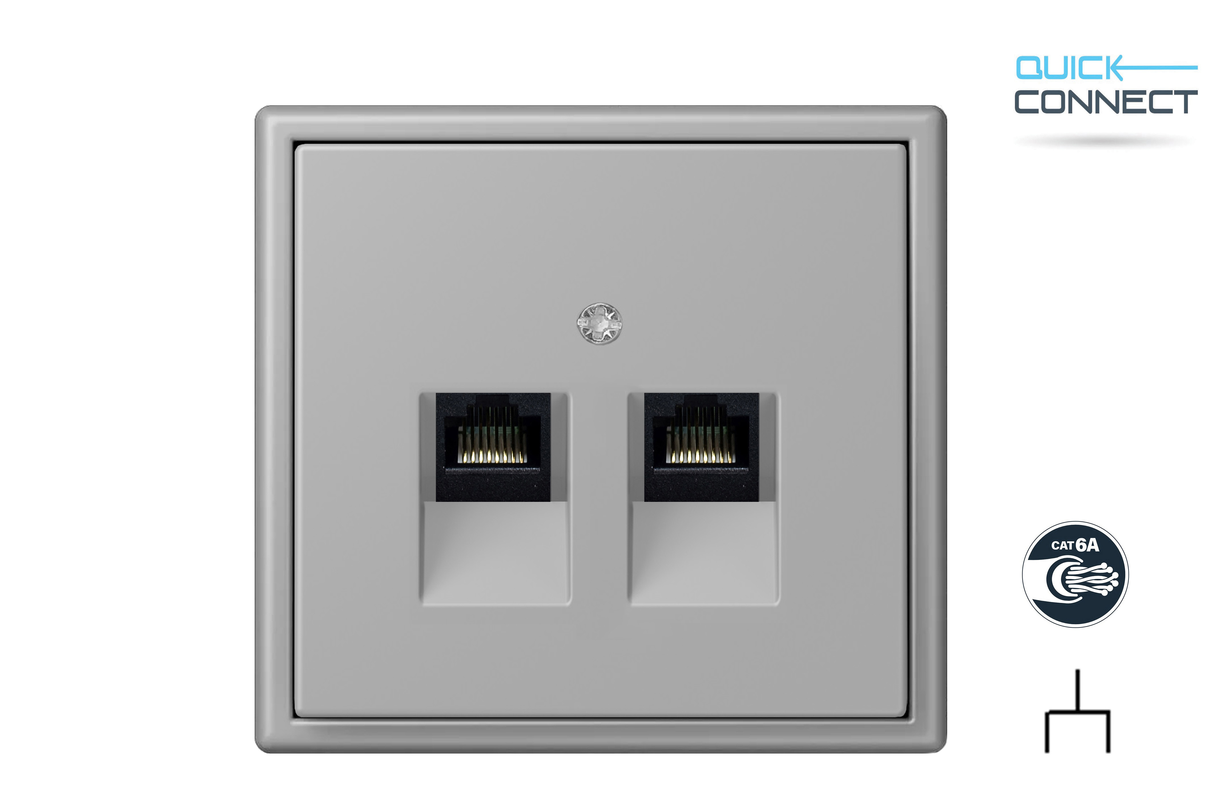 Kompiuterio lizdas, 2x RJ45. Cat 6A, be rėmelio. IKL-002-01.M_GC