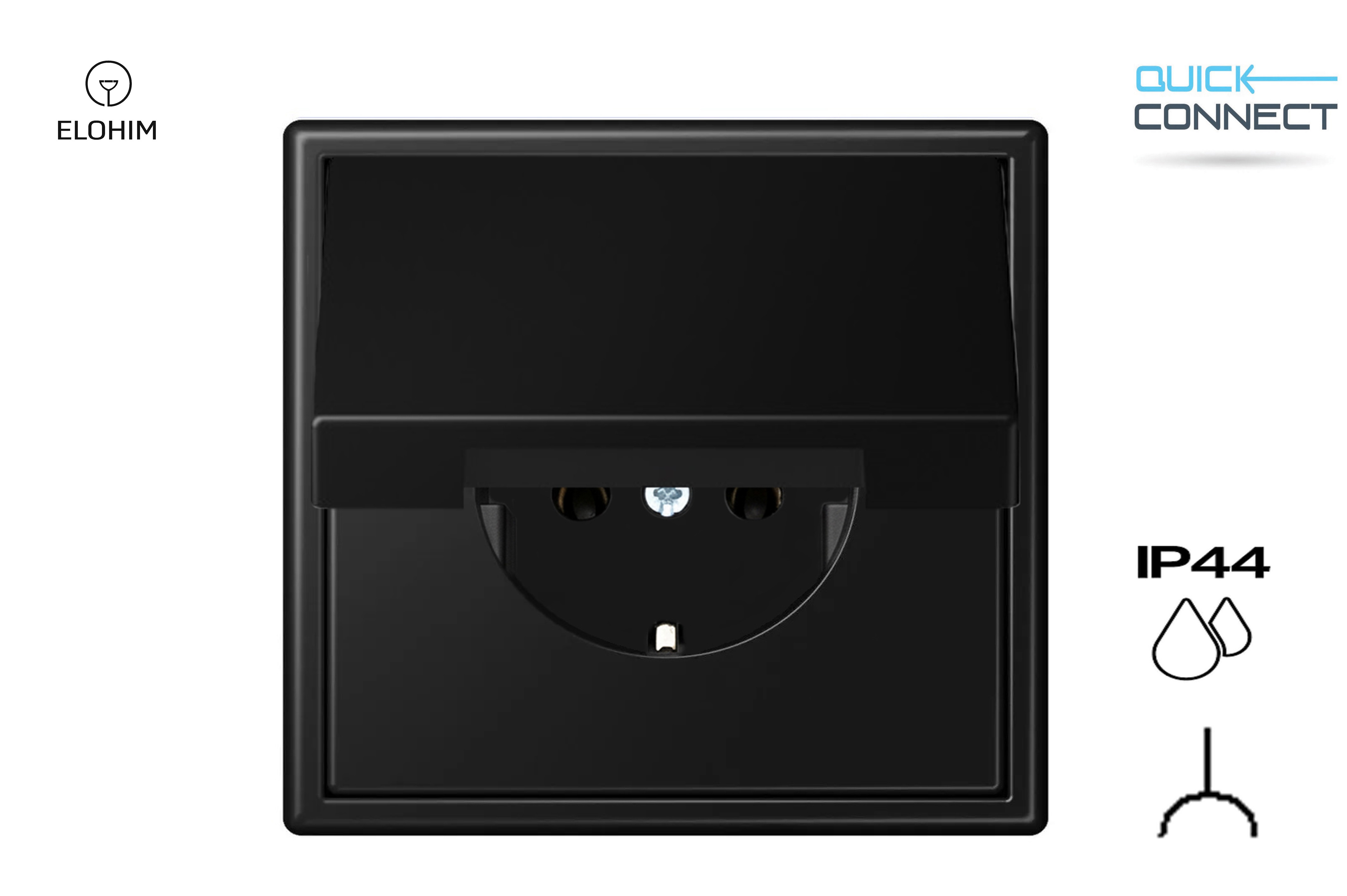 16A. 250V~ ﻿SCHUKO® ﻿lizdas "Profi". IP44, be rėmelio. IKL16-208-01.M/SWM