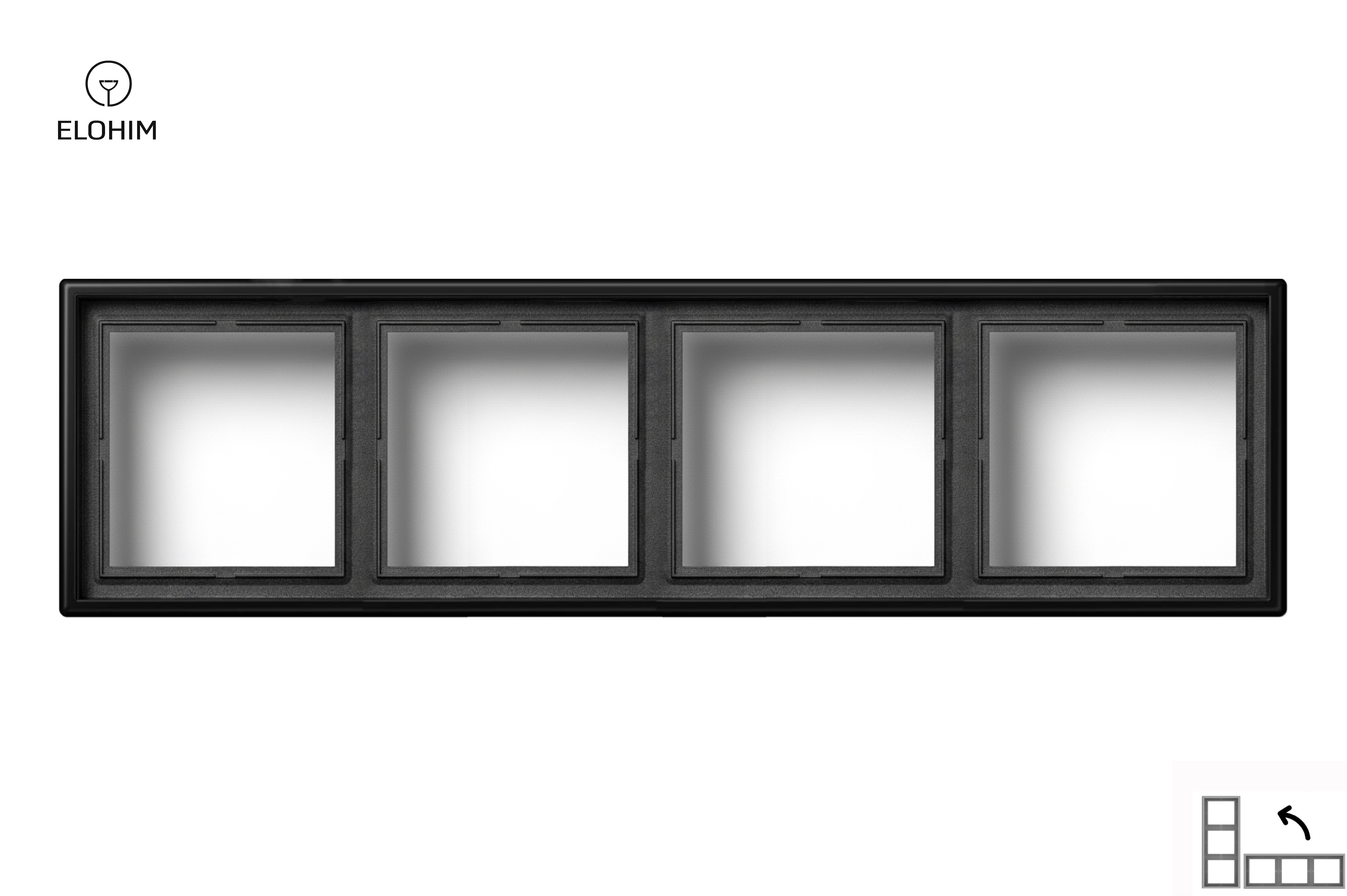 4 vietų rėmelis, deep mat black. K14-445-04.M/SWM