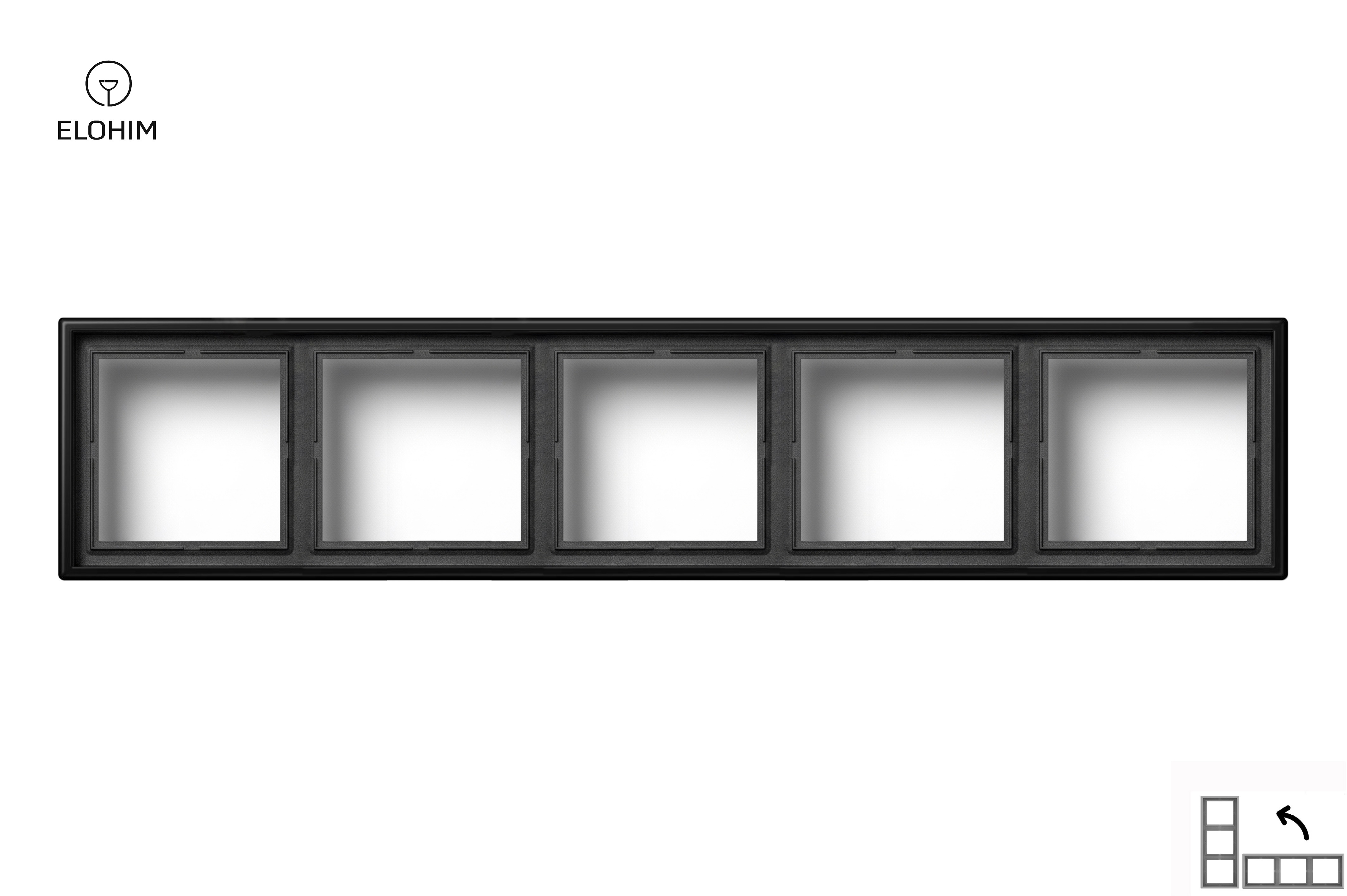 5 vietų rėmelis, deep mat black. K14-445-05.M/SWM