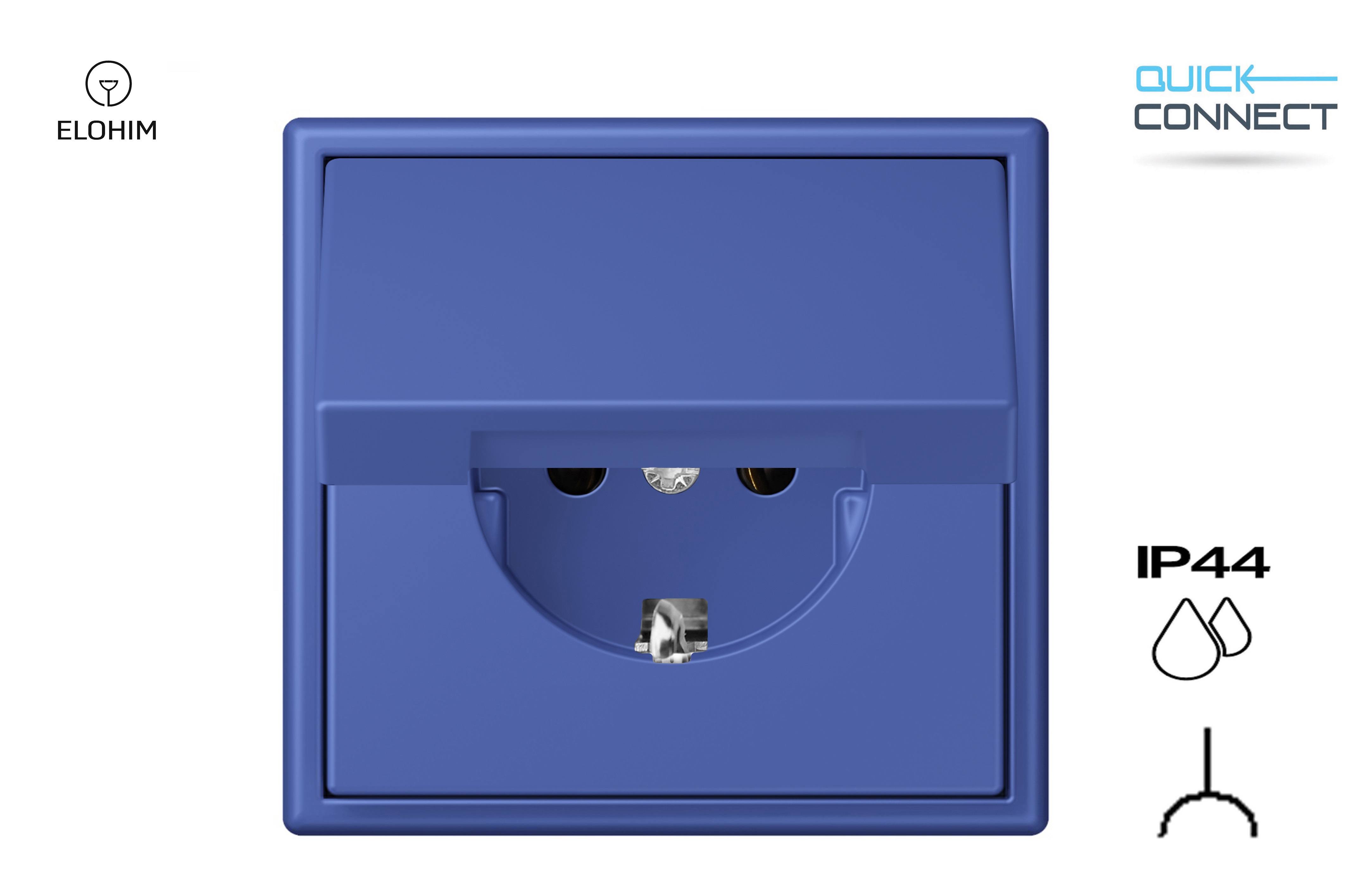 16A. 250V~ ﻿SCHUKO® ﻿ kištukinis lizdas "Profi" su spyr.kont. IP44, be rėmelio. IKL16-208-01.M_BO