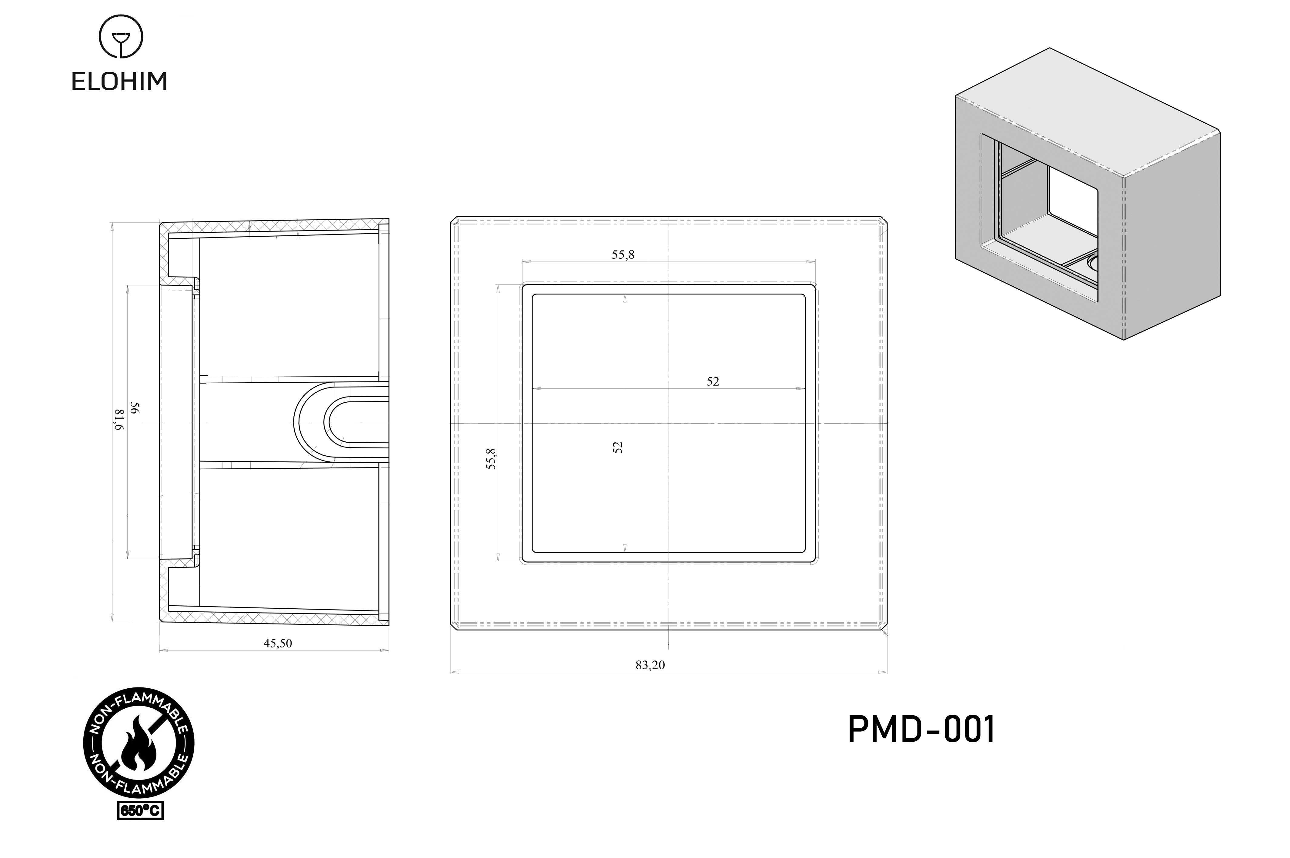 Rėmelis paviršiniam montavimui, CUBE, 1 vietos (83x83x47mm.nejungiamas). PMD-001.SWM